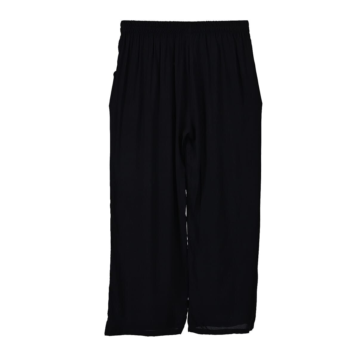 TAMSY Black Floral Embroidered Lounge Pant with Two Pockets – One Size Fits Most image number 3