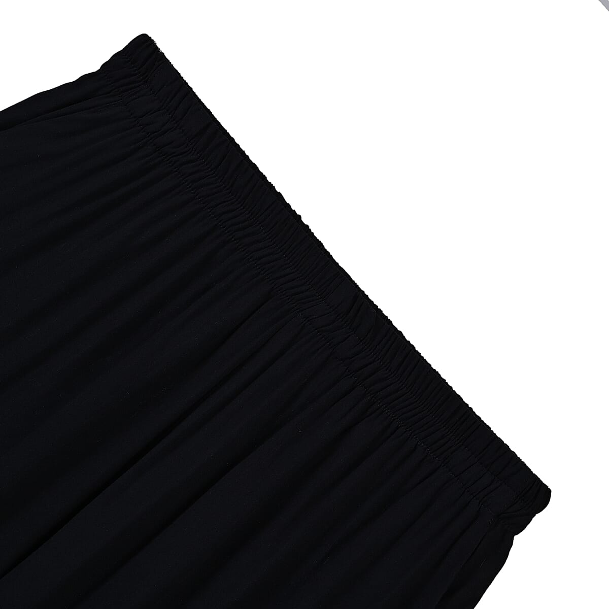 TAMSY Black Floral Embroidered Lounge Pant with Two Pockets – One Size Fits Most image number 4