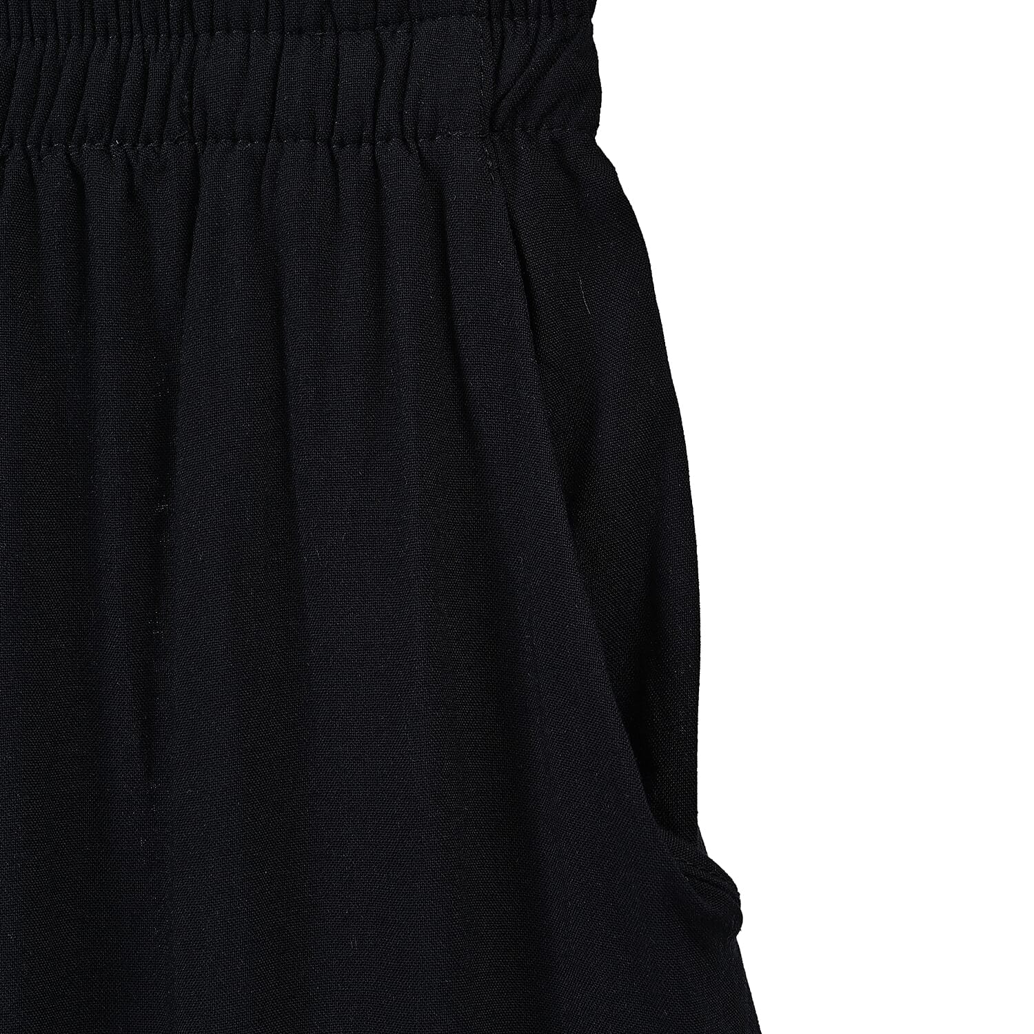 TAMSY Black Floral Embroidered Lounge Pant with Two Pockets – One Size Fits Most