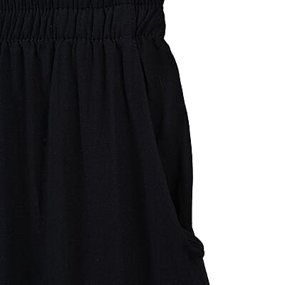 TAMSY Black Floral Embroidered Lounge Pant with Two Pockets – One Size Fits Most