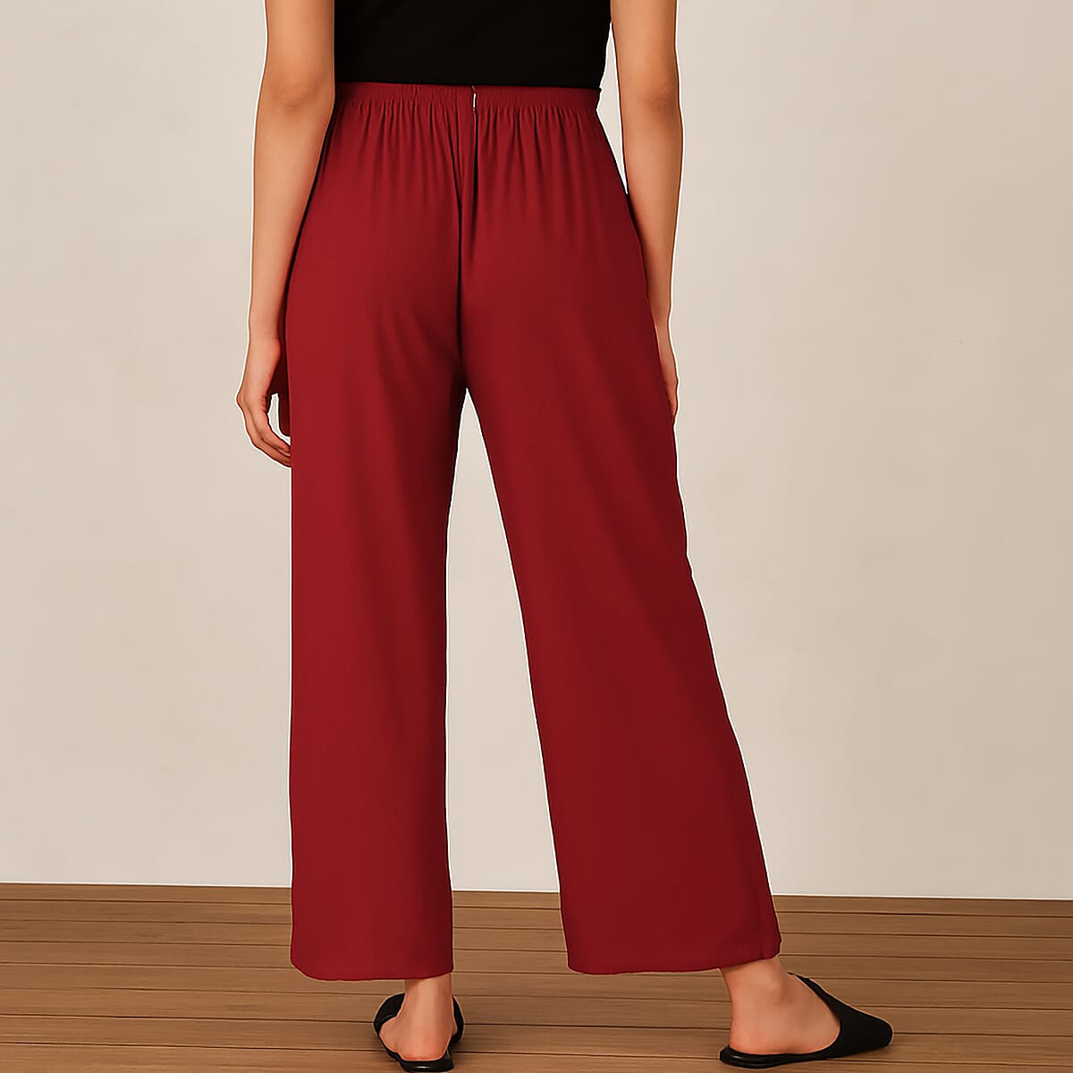 TAMSY Brick Red Floral Embroidered Lounge Pant with Two Pockets &ndash; One Size Fits Most image number 1