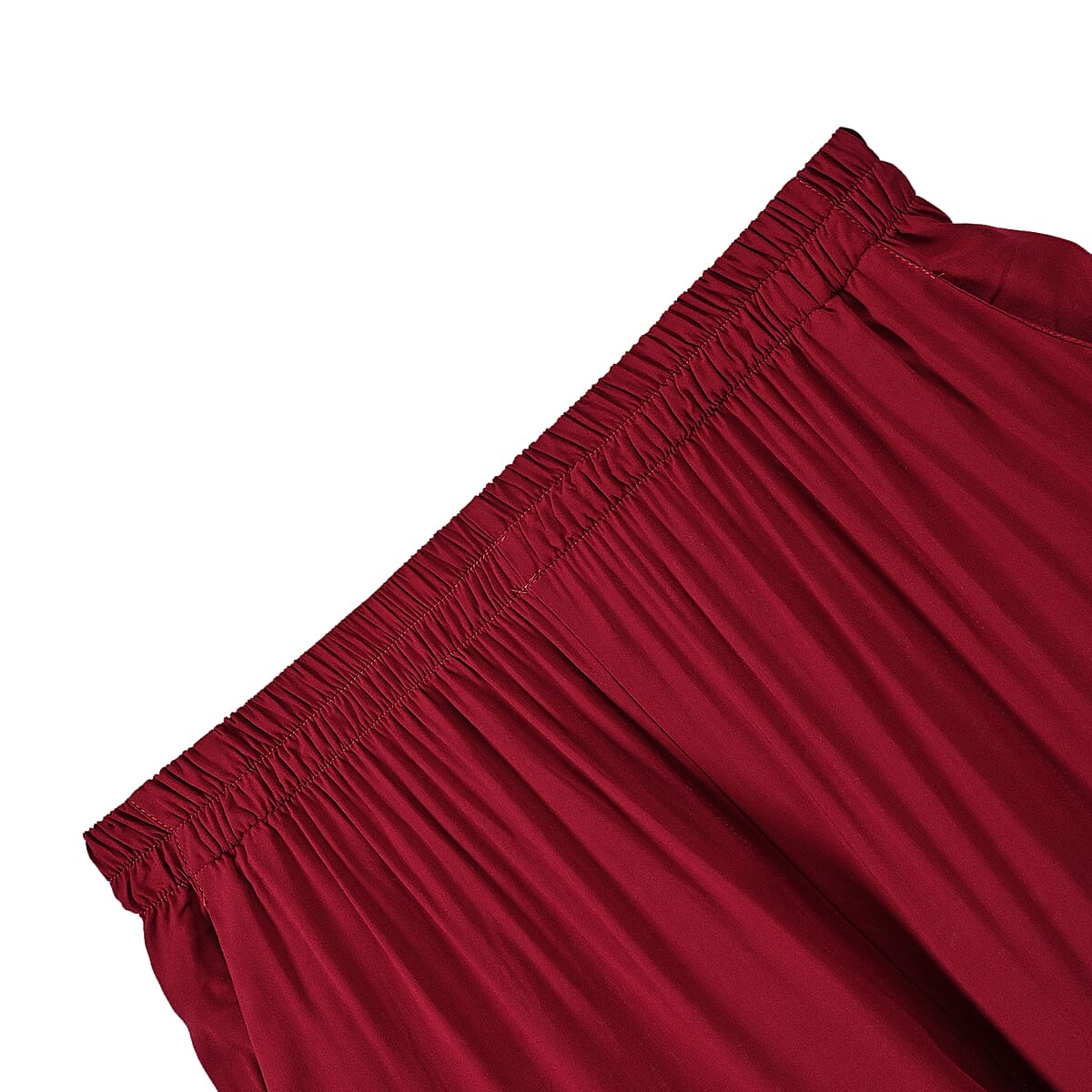 TAMSY Brick Red Floral Embroidered Lounge Pant with Two Pockets &ndash; One Size Fits Most image number 4