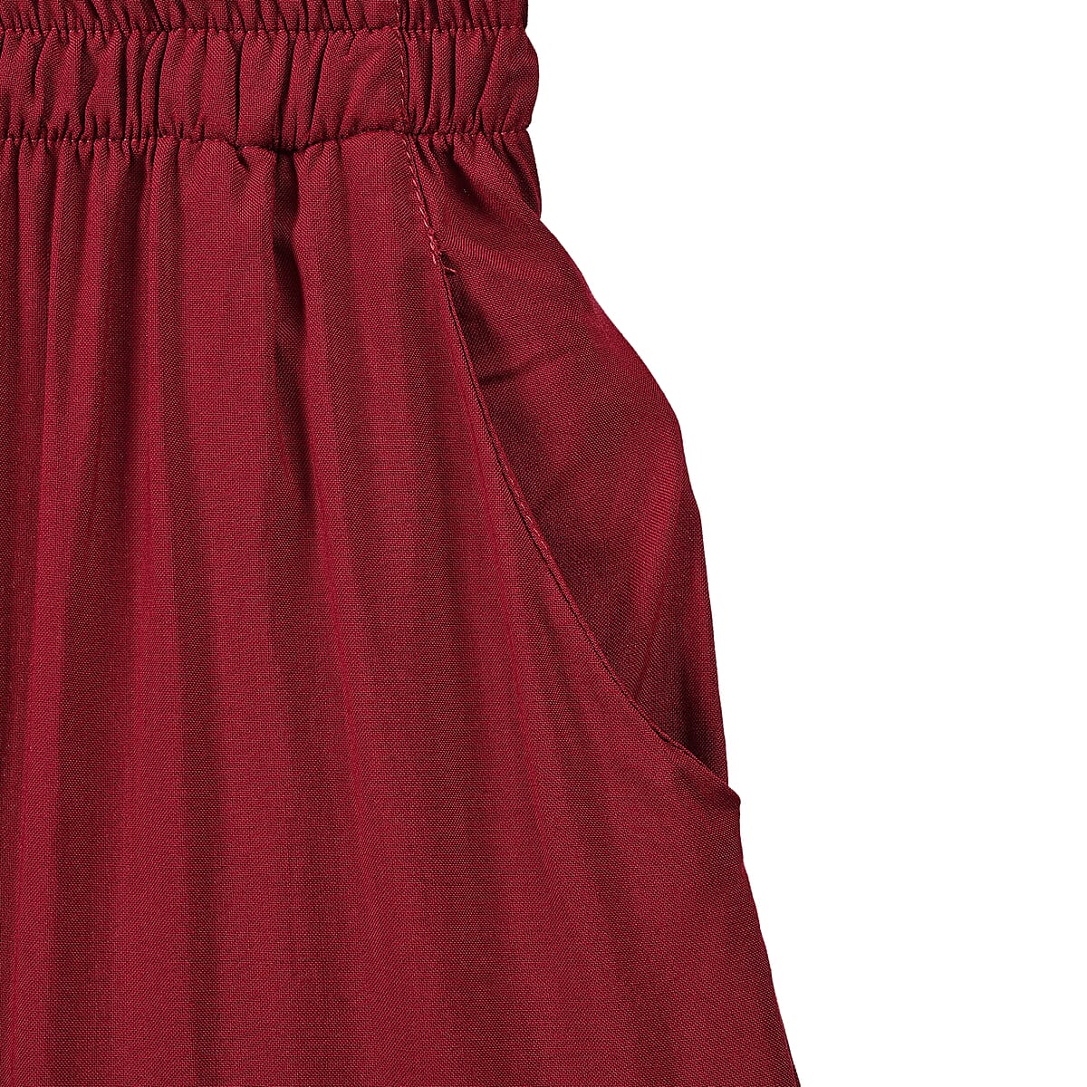 TAMSY Brick Red Floral Embroidered Lounge Pant with Two Pockets &ndash; One Size Fits Most image number 5