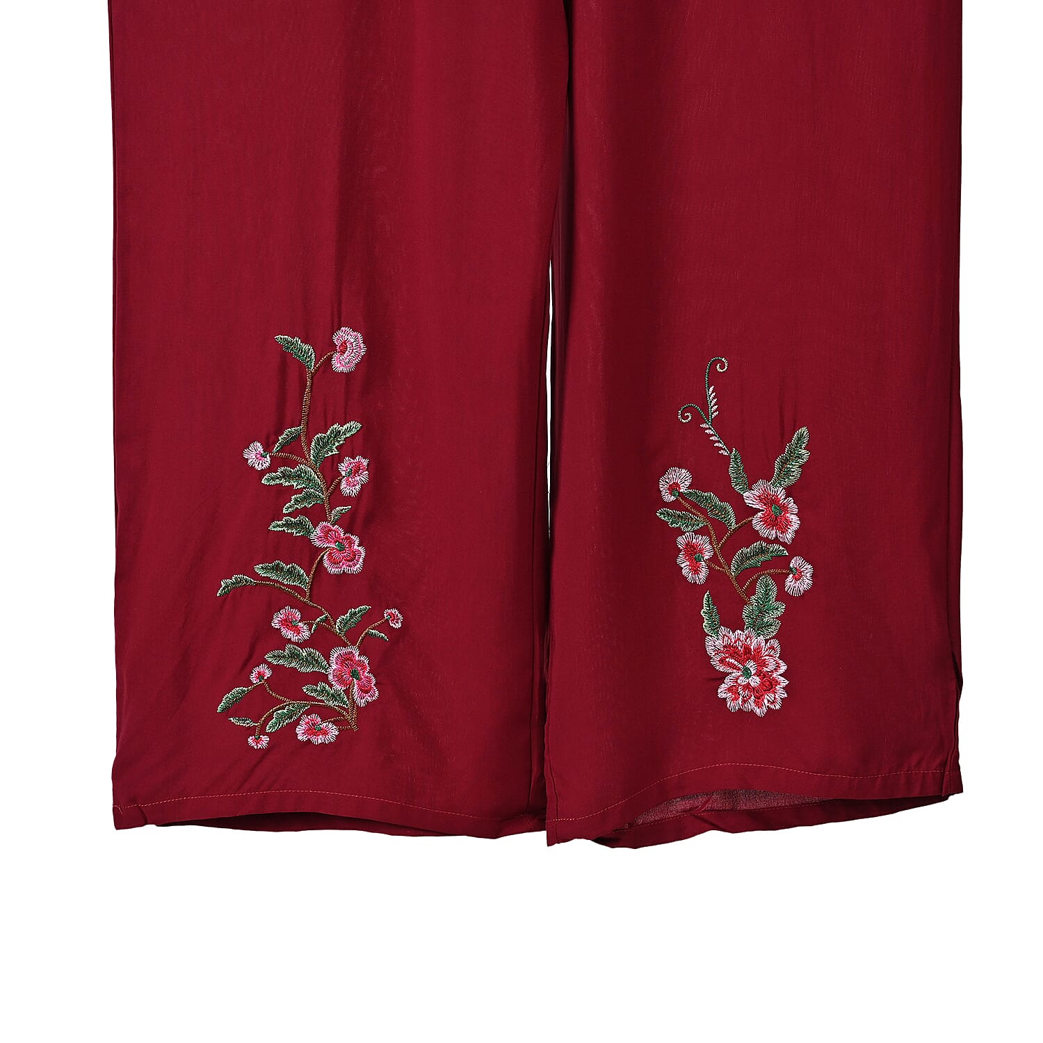 TAMSY Black Floral Embroidered Lunge Pant with Two Pockets – One Size Fits Most