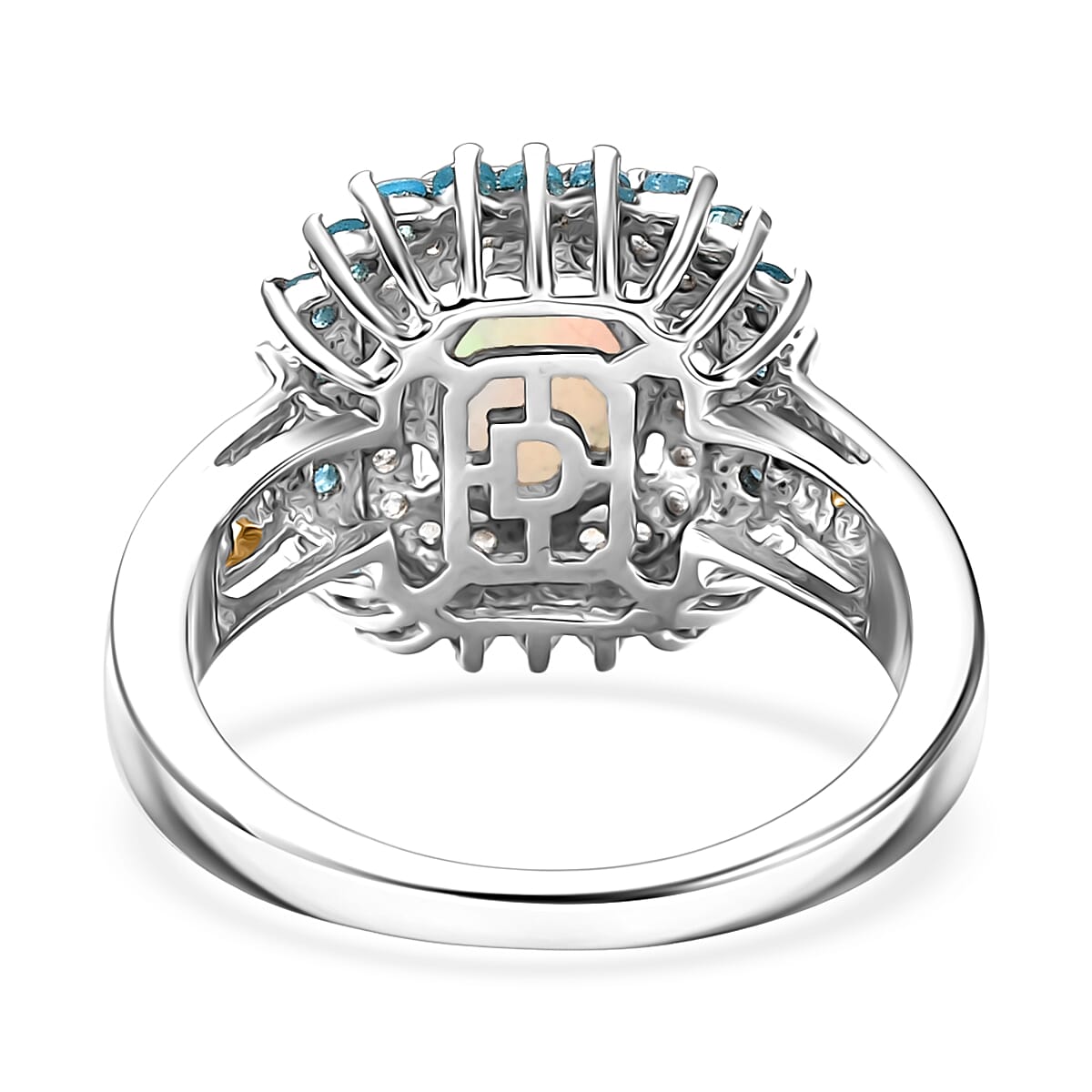 D'Joy Ethiopian Welo Opal and Multi Gemstone 1.55 ctw Sunburst Ring in 18K Vermeil YG and Rhodium Over Sterling Silver (Size 6.0) image number 4