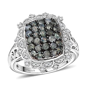 D'Joy Narsipatnam Alexandrite and Moissanite 1.60 ctw Vine & Bloom Ring in Rhodium Over Sterling Silver (Size 10.0)