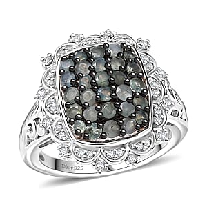 D'Joy Narsipatnam Alexandrite and Moissanite 1.60 ctw Vine & Bloom Ring in Rhodium Over Sterling Silver (Size 6.0)