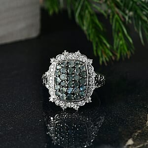 D'Joy Narsipatnam Alexandrite and Moissanite 1.60 ctw Vine & Bloom Ring in Rhodium Over Sterling Silver (Size 6.0)