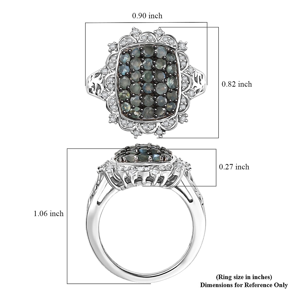D'Joy Narsipatnam Alexandrite and Moissanite 1.60 ctw  Vine & Bloom Ring in Rhodium Over Sterling Silver (Size 7.0) image number 5