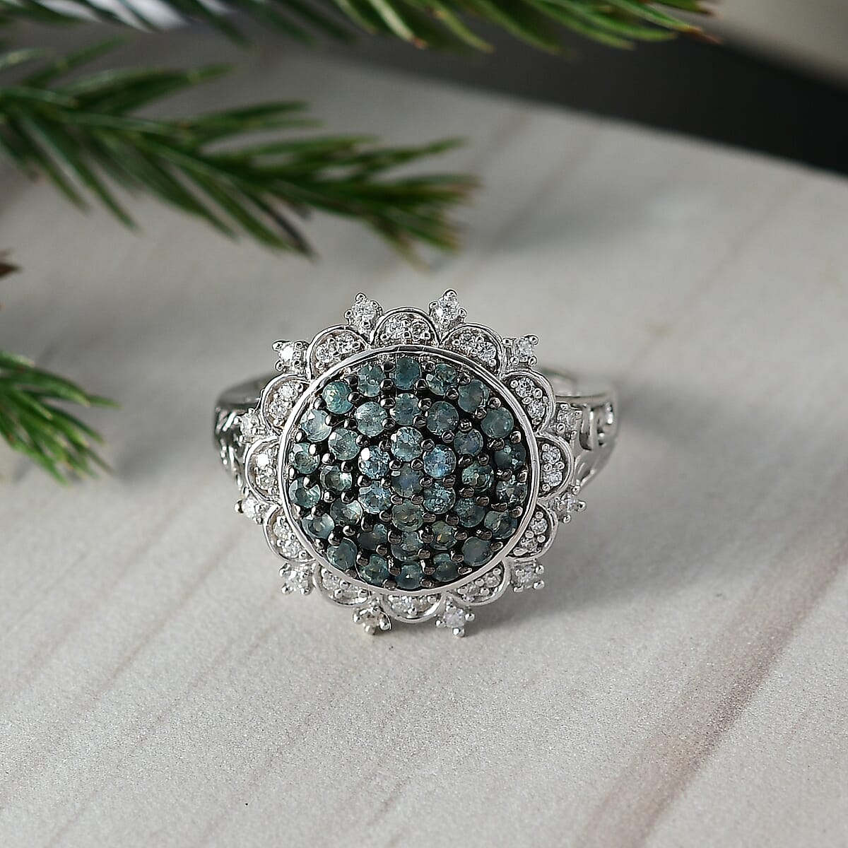 D'Joy Narsipatnam Alexandrite and Moissanite 1.35 ctw Vine & Bloom Ring in Rhodium Over Sterling Silver (Size 10.0) image number 1
