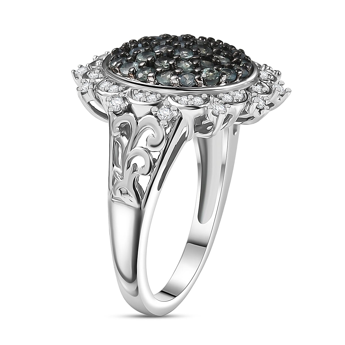 D'Joy Narsipatnam Alexandrite and Moissanite 1.35 ctw Vine & Bloom Ring in Rhodium Over Sterling Silver (Size 10.0)