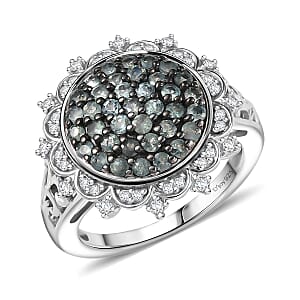 D'Joy Narsipatnam Alexandrite and Moissanite 1.35 ctw Vine & Bloom Ring in Rhodium Over Sterling Silver (Size 8.0)