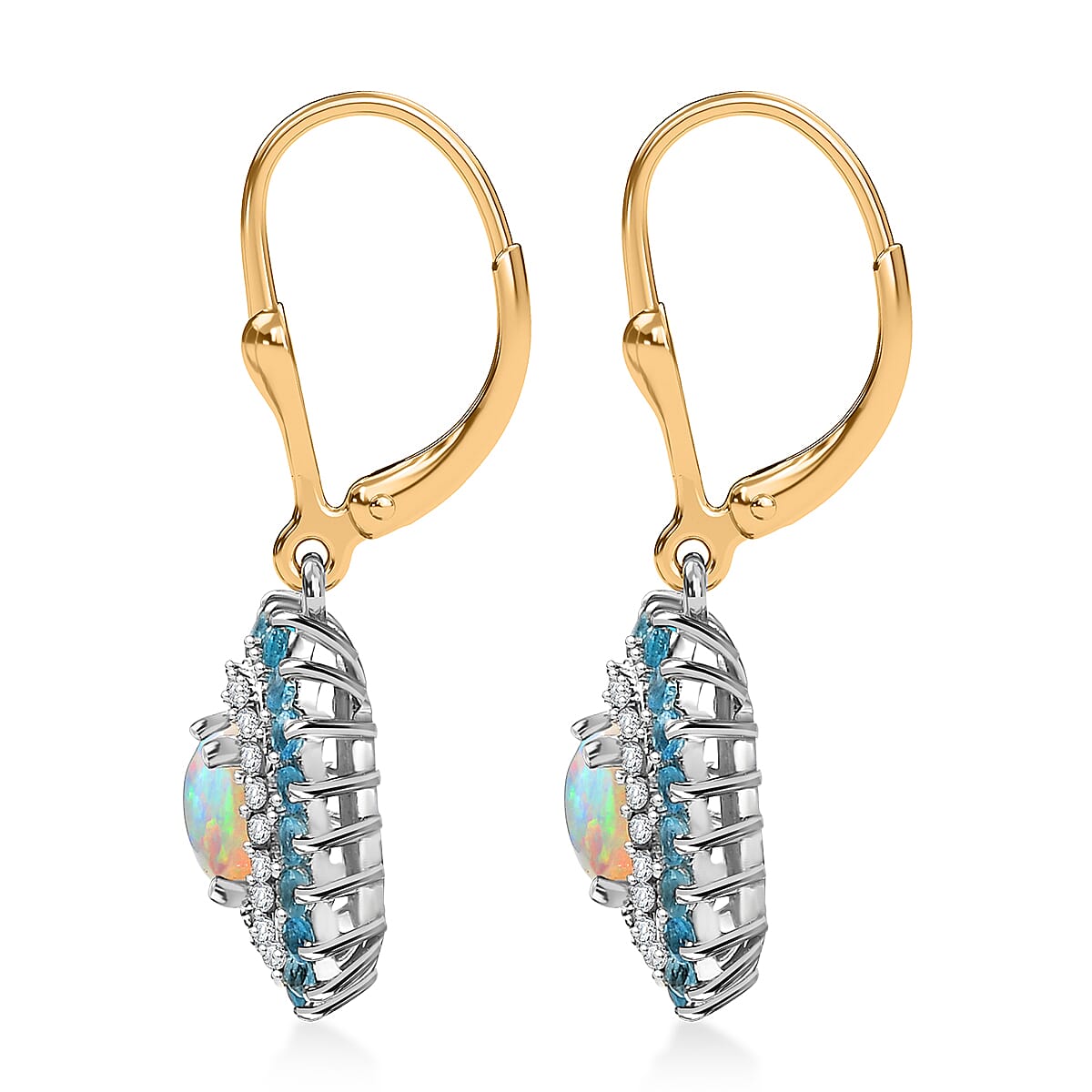 D'Joy Ethiopian Welo Opal, Multi Gemstone Lever Back Earrings in 18K Vermeil YG and Rhodium Over Sterling Silver 1.75 ctw image number 3