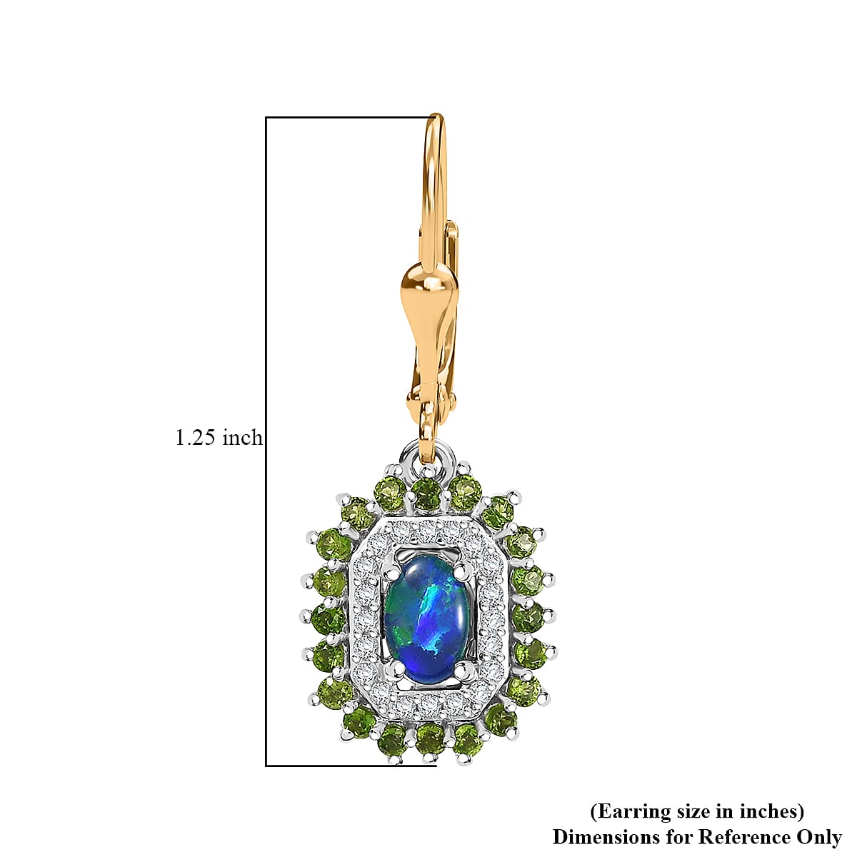 D'Joy Boulder Opal Triplet and Multi Gemstone 2.10 ctw Sunburst Lever Back Earrings in 18K Vermeil YG and Rhodium Over Sterling Silver image number 5