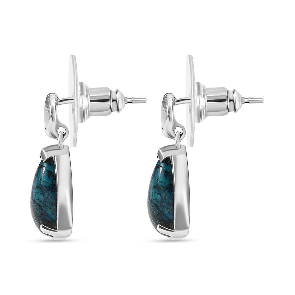 D'Joy Chrysocolla 6.25 ctw Sea Shell Earrings in Platinum Over Sterling Silver image number 3