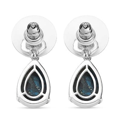 D'Joy Chrysocolla 6.25 ctw Sea Shell Earrings in Platinum Over Sterling Silver