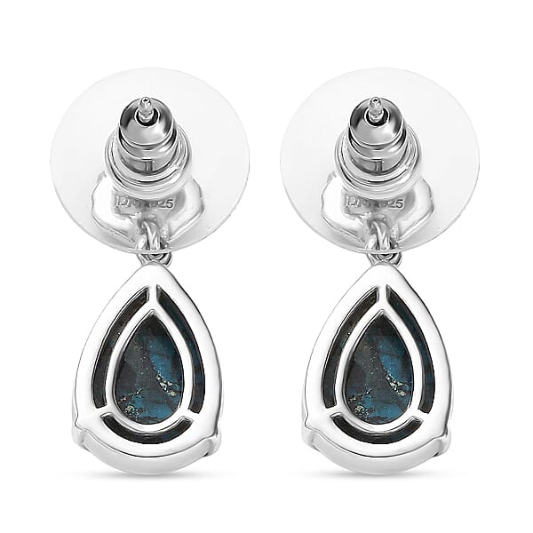 D'Joy Chrysocolla 6.25 ctw Sea Shell Earrings in Platinum Over Sterling Silver