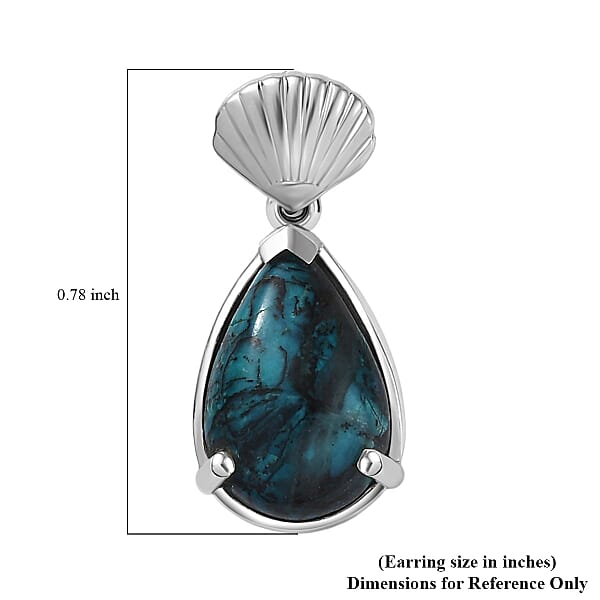 D'Joy Chrysocolla 6.25 ctw Sea Shell Earrings in Platinum Over Sterling Silver