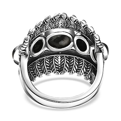 D'Joy Artisan Crafted White Buffalo 4.85 ctw Feather Shield Ring in Sterling Silver (Size 10.0)