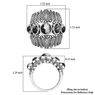 D'Joy Artisan Crafted White Buffalo 4.85 ctw Feather Shield Ring in Sterling Silver (Size 10.0)
