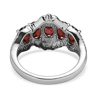EverTrue Mozambique Garnet 3.00 ctw 5 Stone Ring in Stainless Steel (Size 10.0)