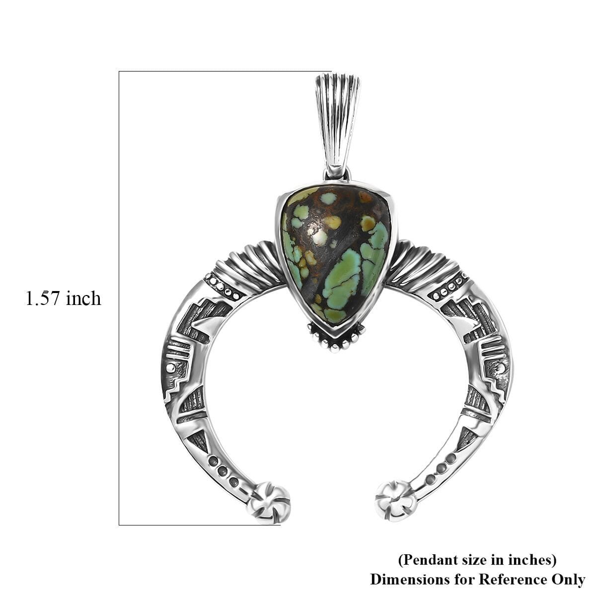 D’Joy Artisan Crafted Whispering Web Turquoise 3.70 ctw Squash Blossom Pendant in Sterling Silver image number 4