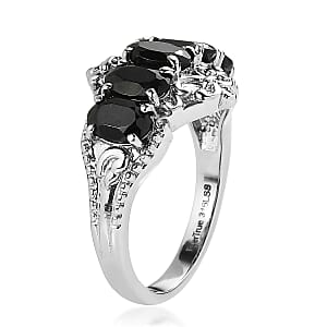EverTrue Thai Black Spinel 3.10 ctw 5 Stone Ring in Stainless Steel (Size 8.0)