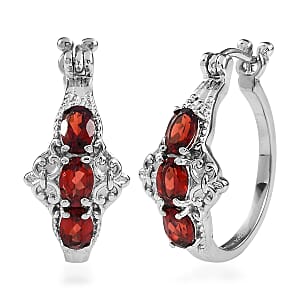 EverTrue Mozambique Garnet 3.50 ctw Hoop Earrings in Stainless Steel