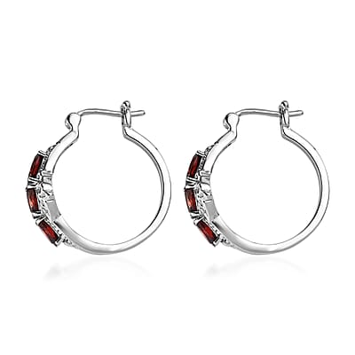 EverTrue Mozambique Garnet 3.50 ctw Hoop Earrings in Stainless Steel