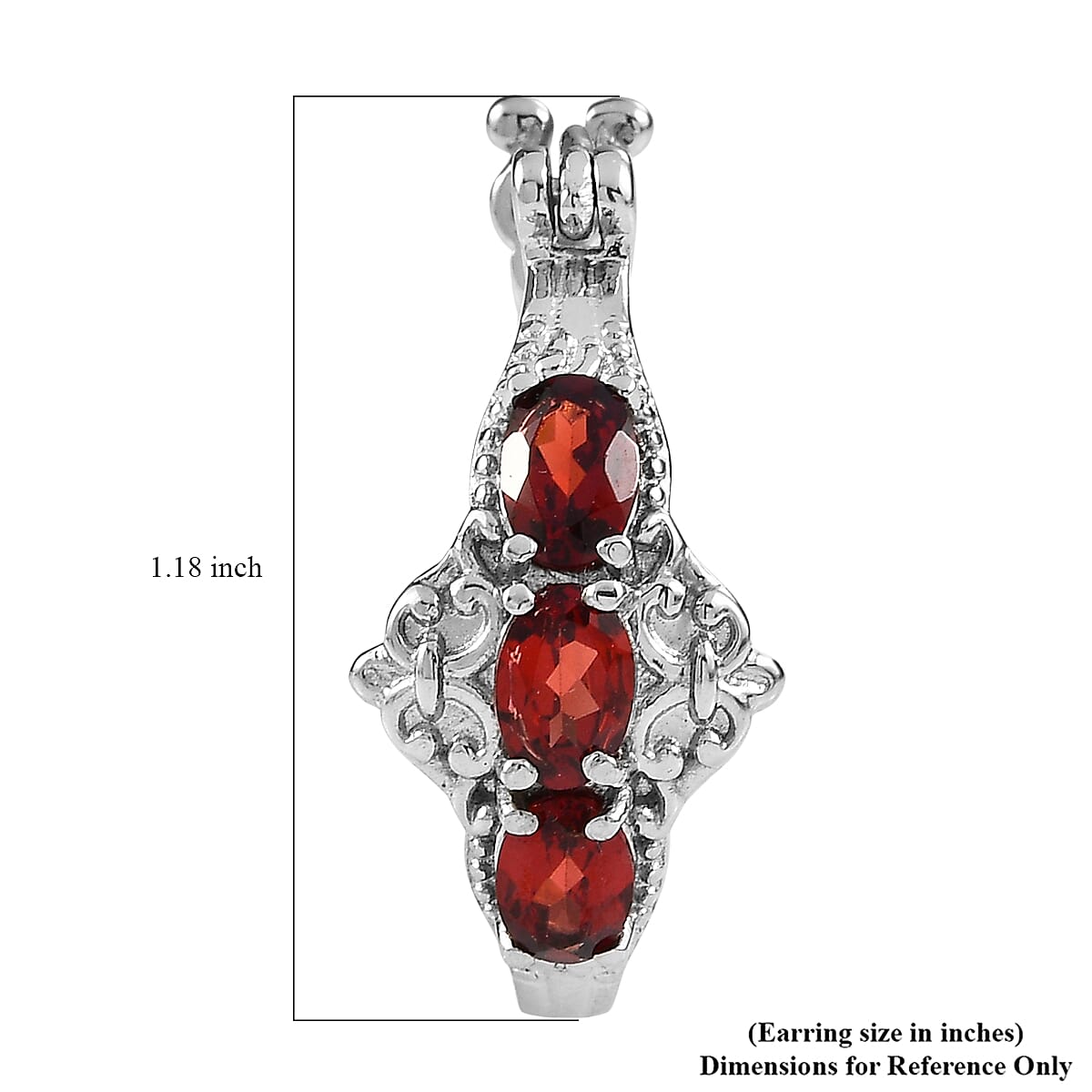 EverTrue Mozambique Garnet 3.50 ctw Hoop Earrings in Stainless Steel