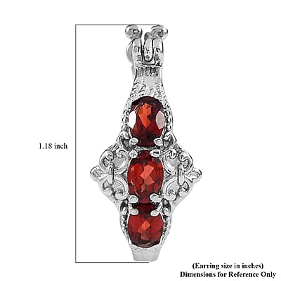 EverTrue Mozambique Garnet 3.50 ctw Hoop Earrings in Stainless Steel