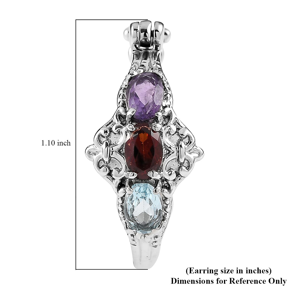 EverTrue Multi Gemstone 2.75 ctw Hoop Earrings in Stainless Steel image number 5