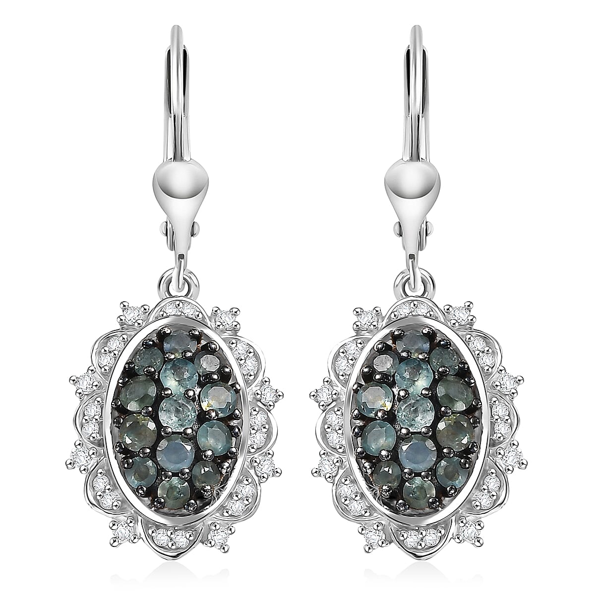 D'Joy Narsipatnam Alexandrite and Moissanite 1.70 ctw Vine & Bloom Earrings in Rhodium Over Sterling Silver