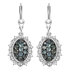 D'Joy Narsipatnam Alexandrite and Moissanite 1.70 ctw Earrings in Rhodium Over Sterling Silver