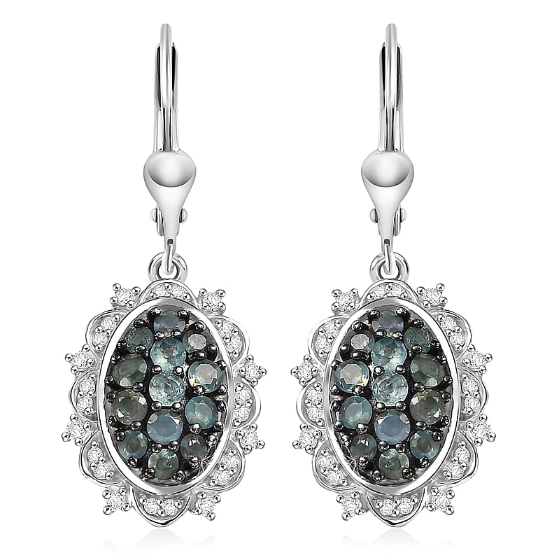 D'Joy Narsipatnam Alexandrite and Moissanite 1.70 ctw Vine & Bloom Earrings in Rhodium Over Sterling Silver