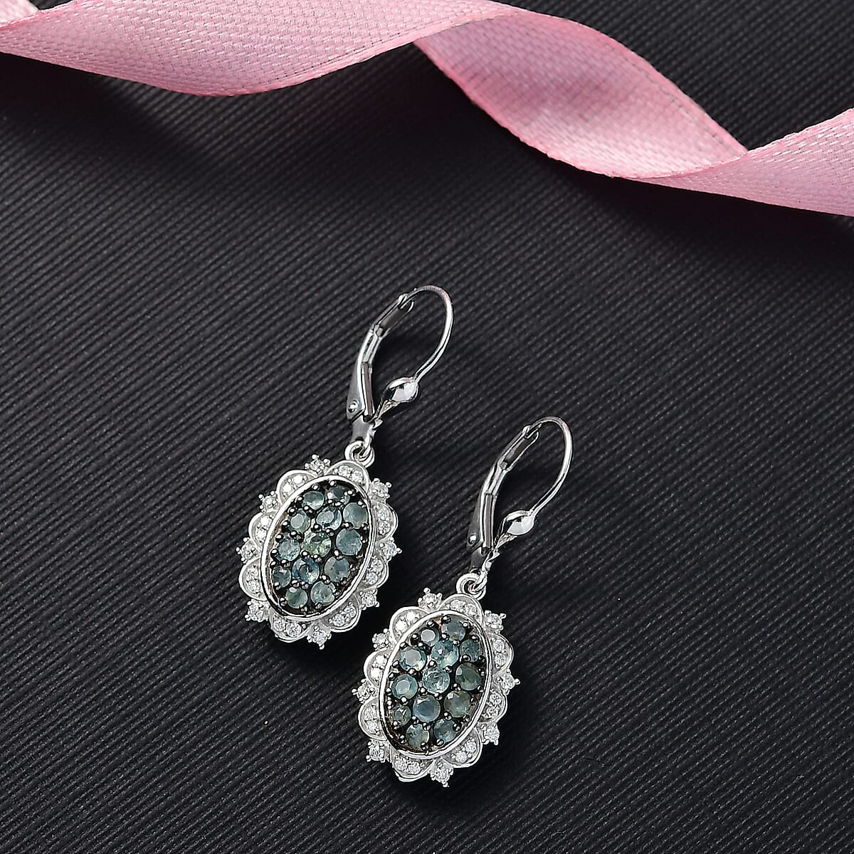 D'Joy Narsipatnam Alexandrite and Moissanite 1.70 ctw Earrings in Rhodium Over Sterling Silver image number 1