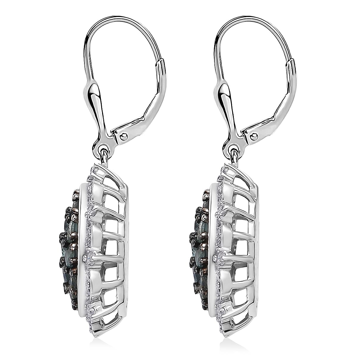 D'Joy Narsipatnam Alexandrite and Moissanite 1.70 ctw Vine & Bloom Earrings in Rhodium Over Sterling Silver