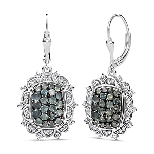 D'Joy Narsipatnam Alexandrite and Moissanite 2.00 ctw Vine & Bloom Earrings in Rhodium Over Sterling Silver