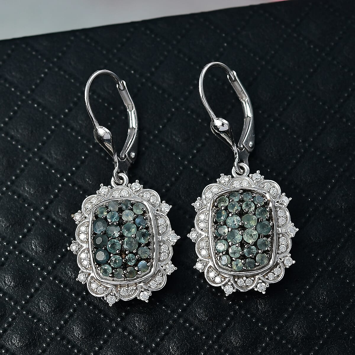 D'Joy Narsipatnam Alexandrite and Moissanite 2.00 ctw Vine & Bloom Earrings in Rhodium Over Sterling Silver image number 1