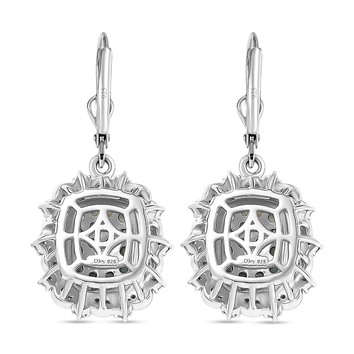 D'Joy Narsipatnam Alexandrite and Moissanite 2.00 ctw Vine & Bloom Earrings in Rhodium Over Sterling Silver image number 4