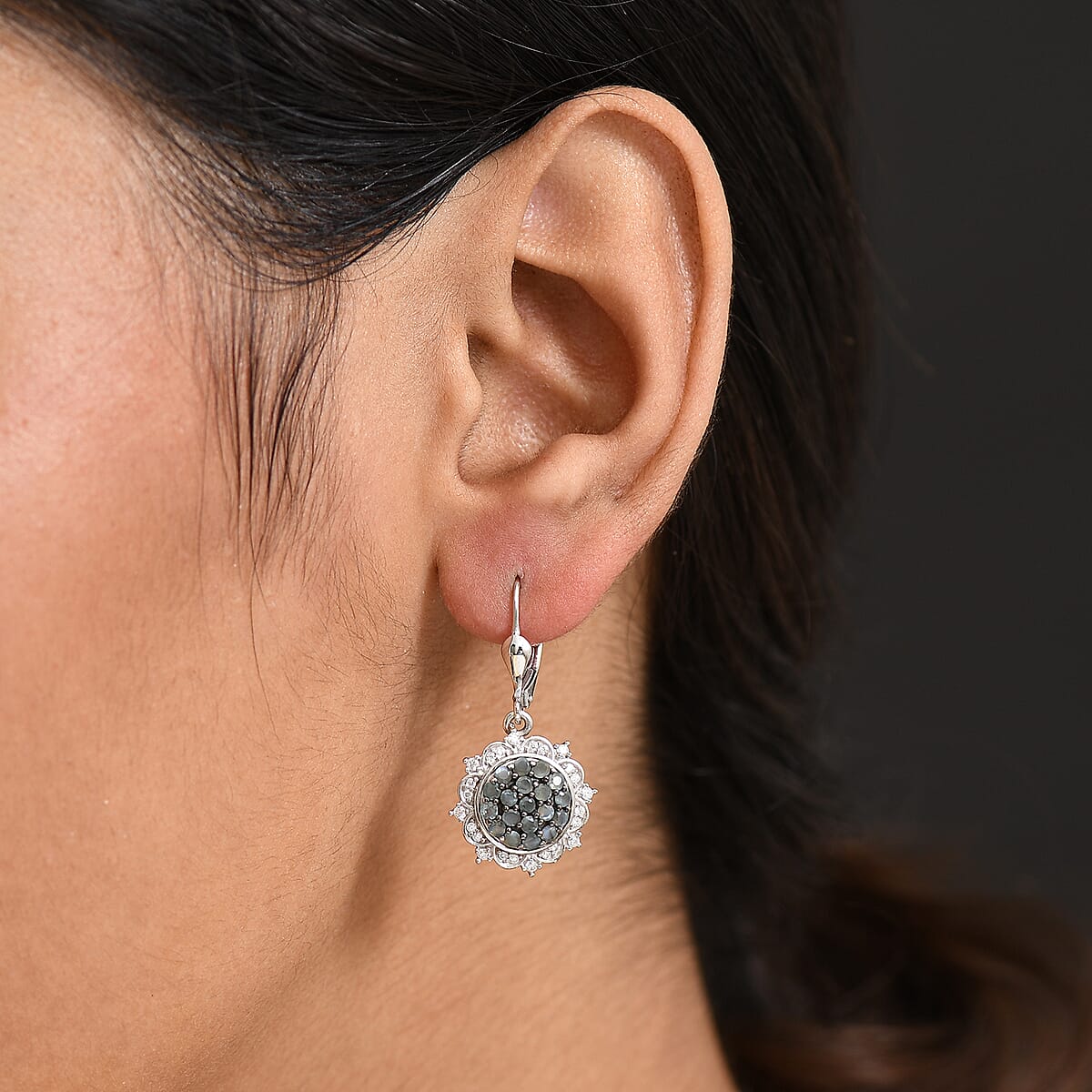 D'Joy Narsipatnam Alexandrite and Moissanite 1.50 ctw Vine & Bloom Earrings in Rhodium Over Sterling Silver image number 2