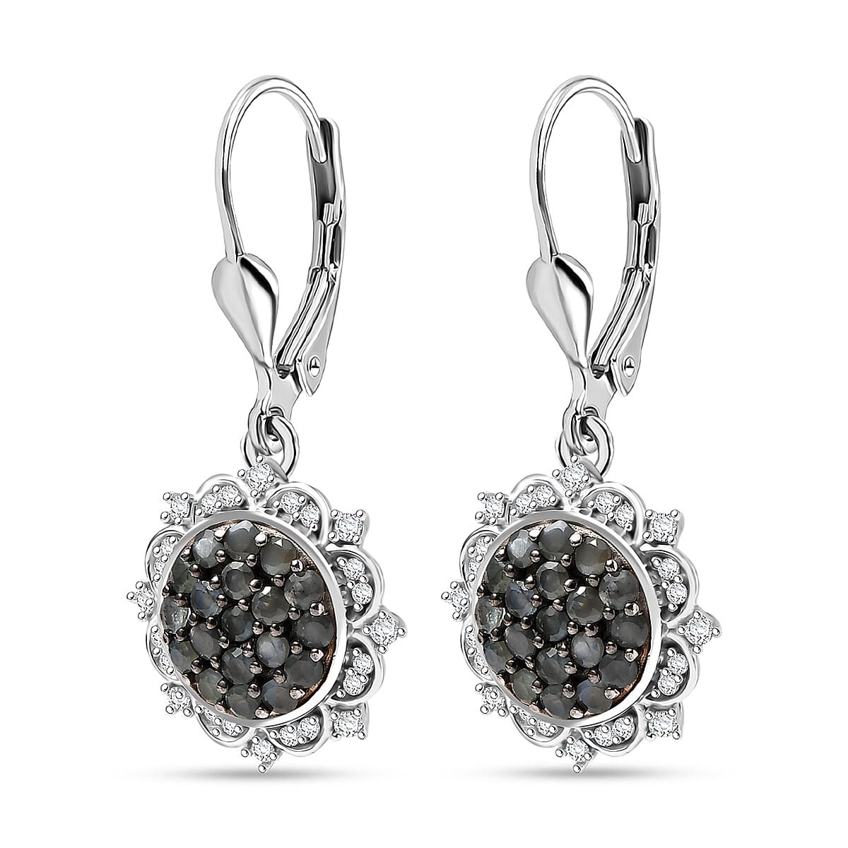 D'Joy Narsipatnam Alexandrite and Moissanite 1.50 ctw Vine & Bloom Earrings in Rhodium Over Sterling Silver image number 3