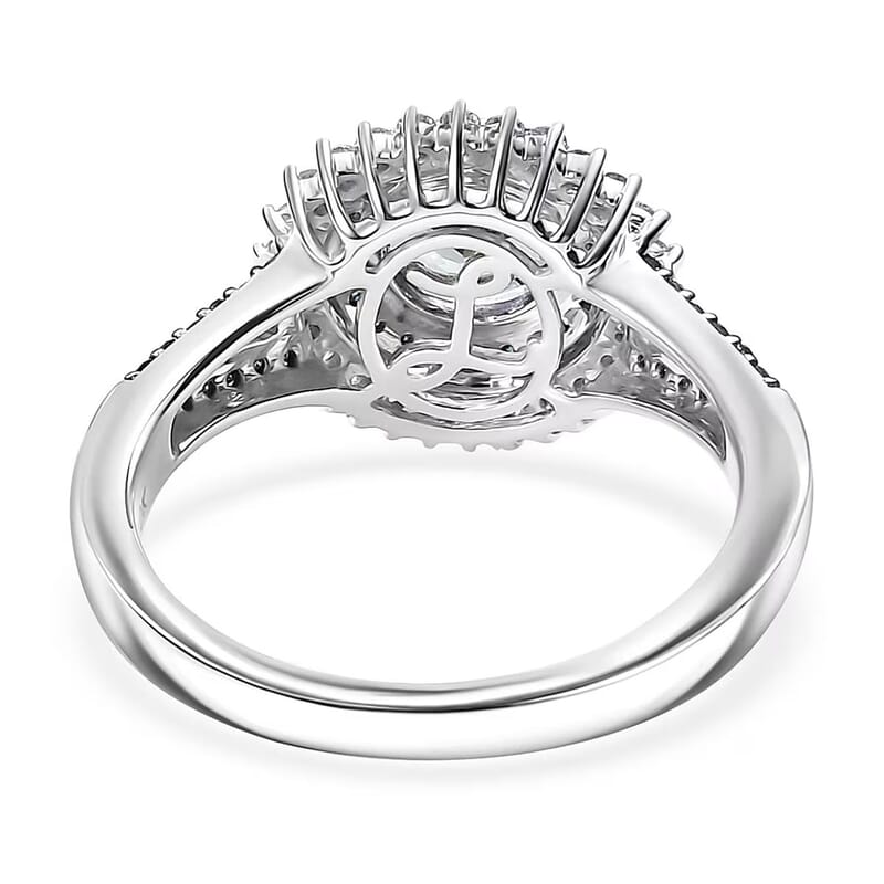 Luxoro 10K White Gold AAA Peacock Tanzanite, Venice Blue Diamond and White Diamond (I2) Sunrays Ring (Size 5.0) (4 g) 1.60 ctw