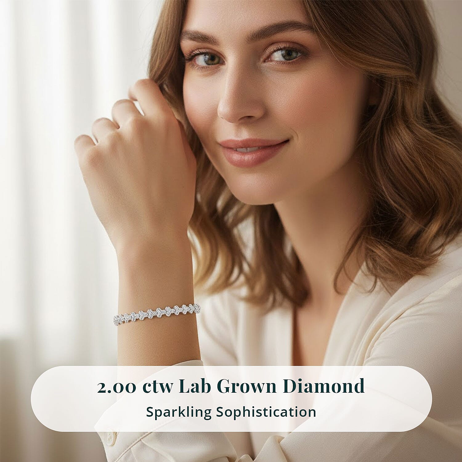 Luxuriant Lab Grown Diamond (G-H, SI) Bracelet in Rhodium Over Sterling Silver 2.00 ctw (8.00 Inches)