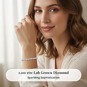 Luxuriant Lab Grown Diamond (G-H, SI) Bracelet in Rhodium Over Sterling Silver 2.00 ctw (8.00 Inches)