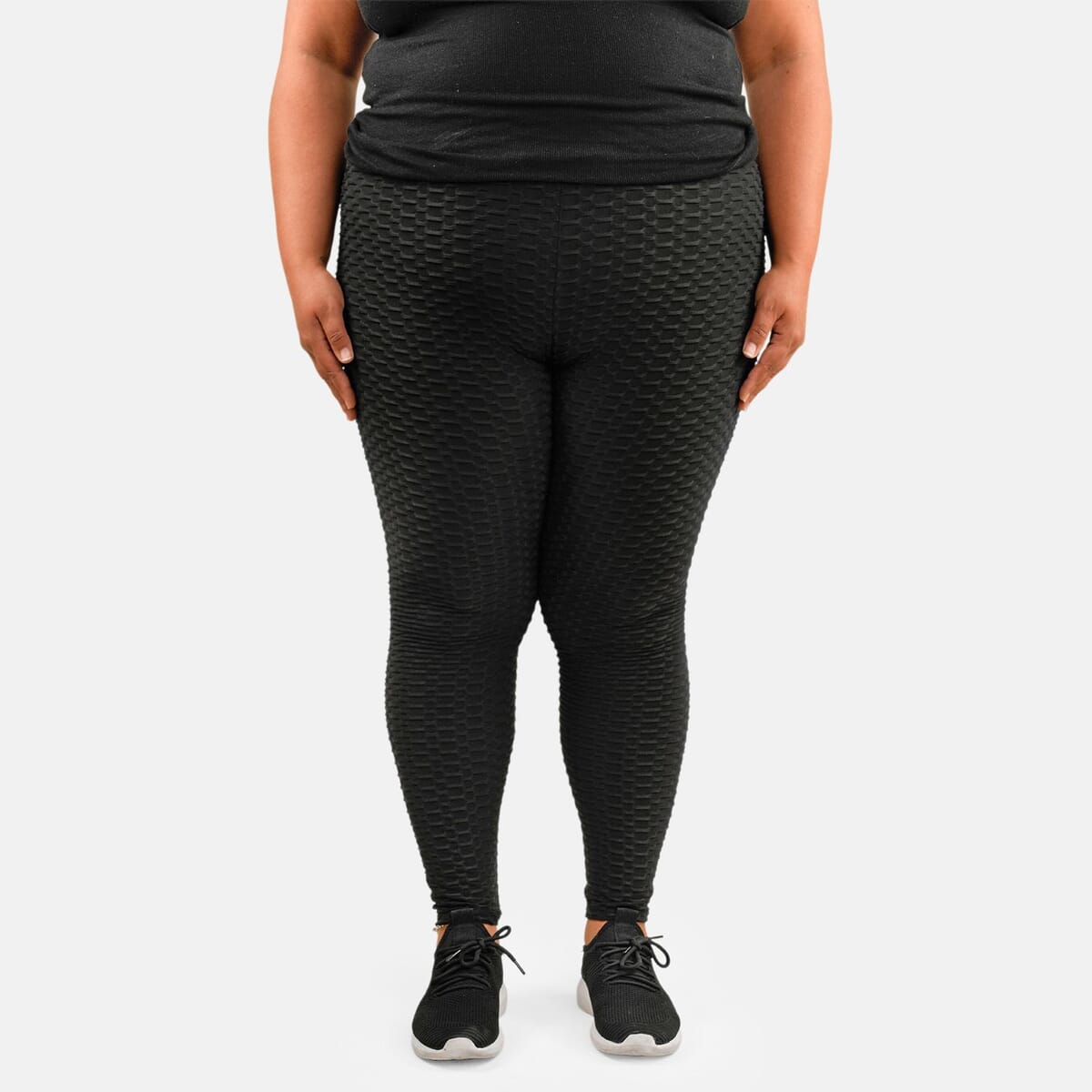 NEL + LO Black Tik Tok Viral Honeycomb Cellulite Coverage Scrunch Leggings - S image number 3