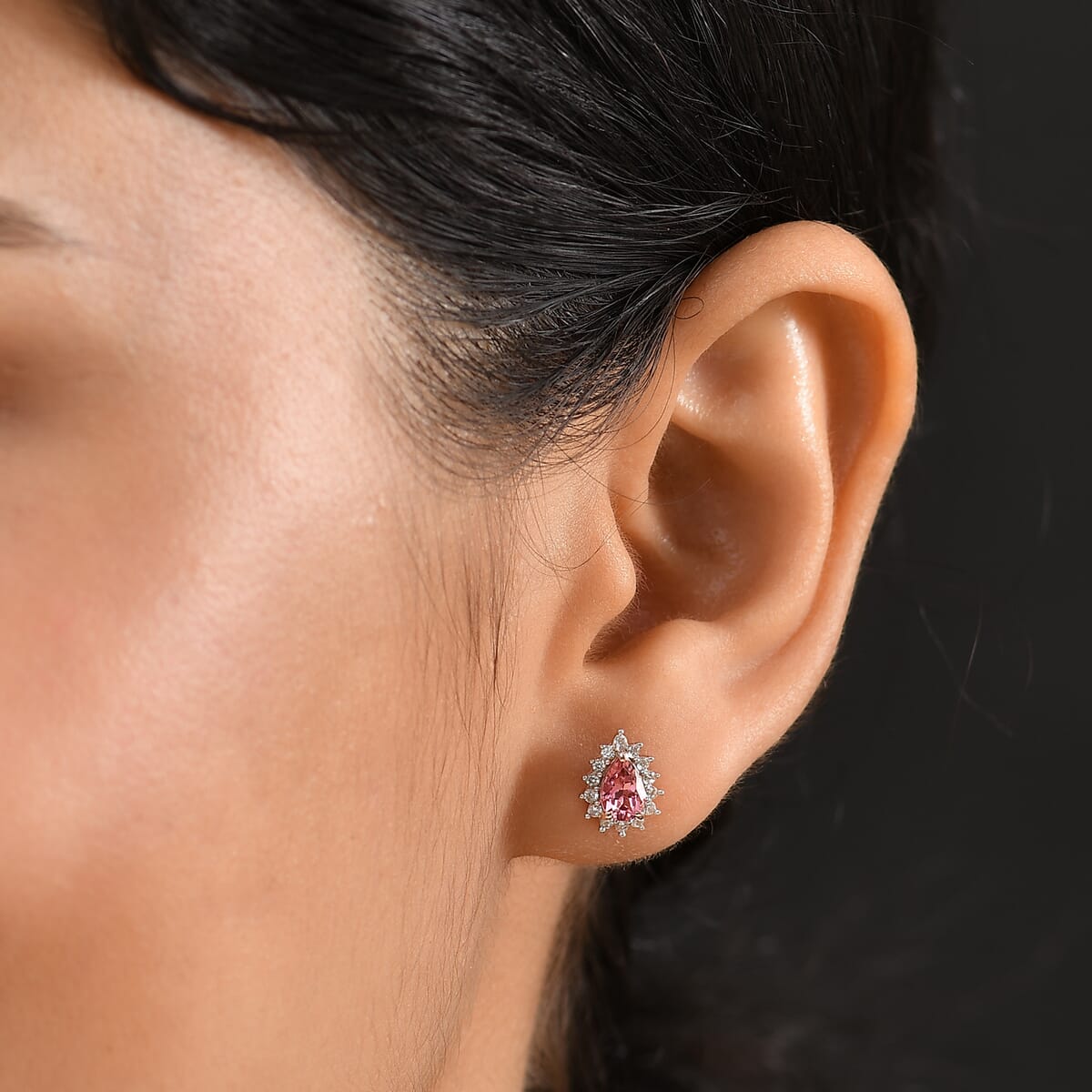 D'Joy Premium Blush Tourmaline and White Zircon 1.15 ctw Earrings in 18K Vermeil Rose Gold Over Sterling Silver image number 2