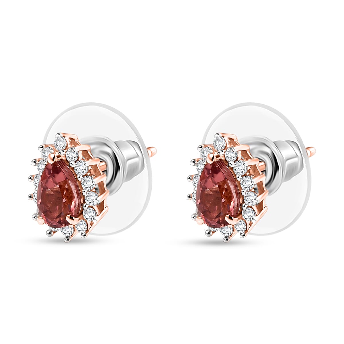 D'Joy Premium Blush Tourmaline and White Zircon 1.15 ctw Earrings in 18K Vermeil Rose Gold Over Sterling Silver image number 3