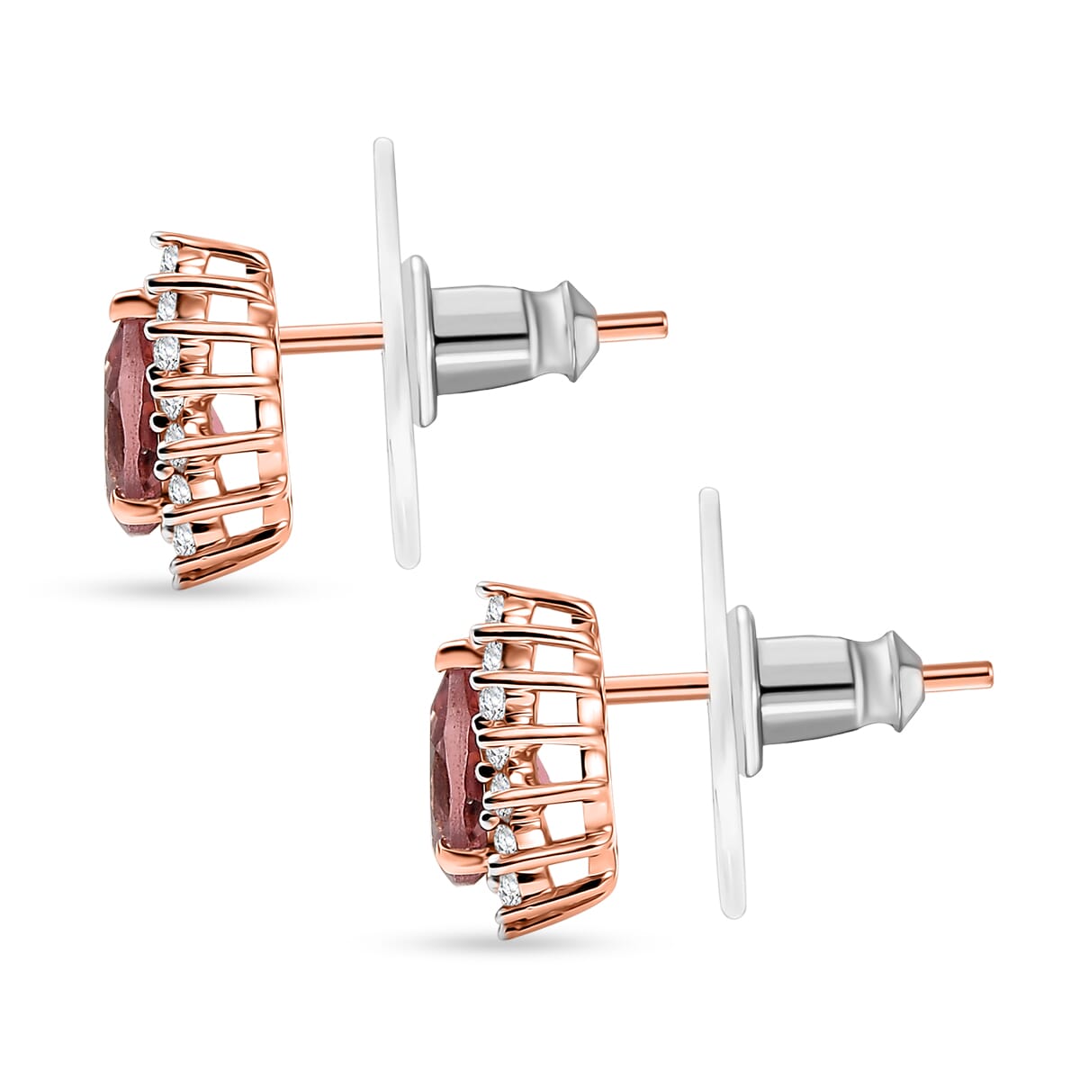 D'Joy Premium Blush Tourmaline and White Zircon 1.15 ctw Earrings in 18K Vermeil Rose Gold Over Sterling Silver image number 4