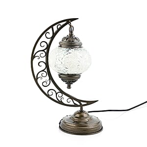  Light Blue Glass Crescent Turkish Lamp
